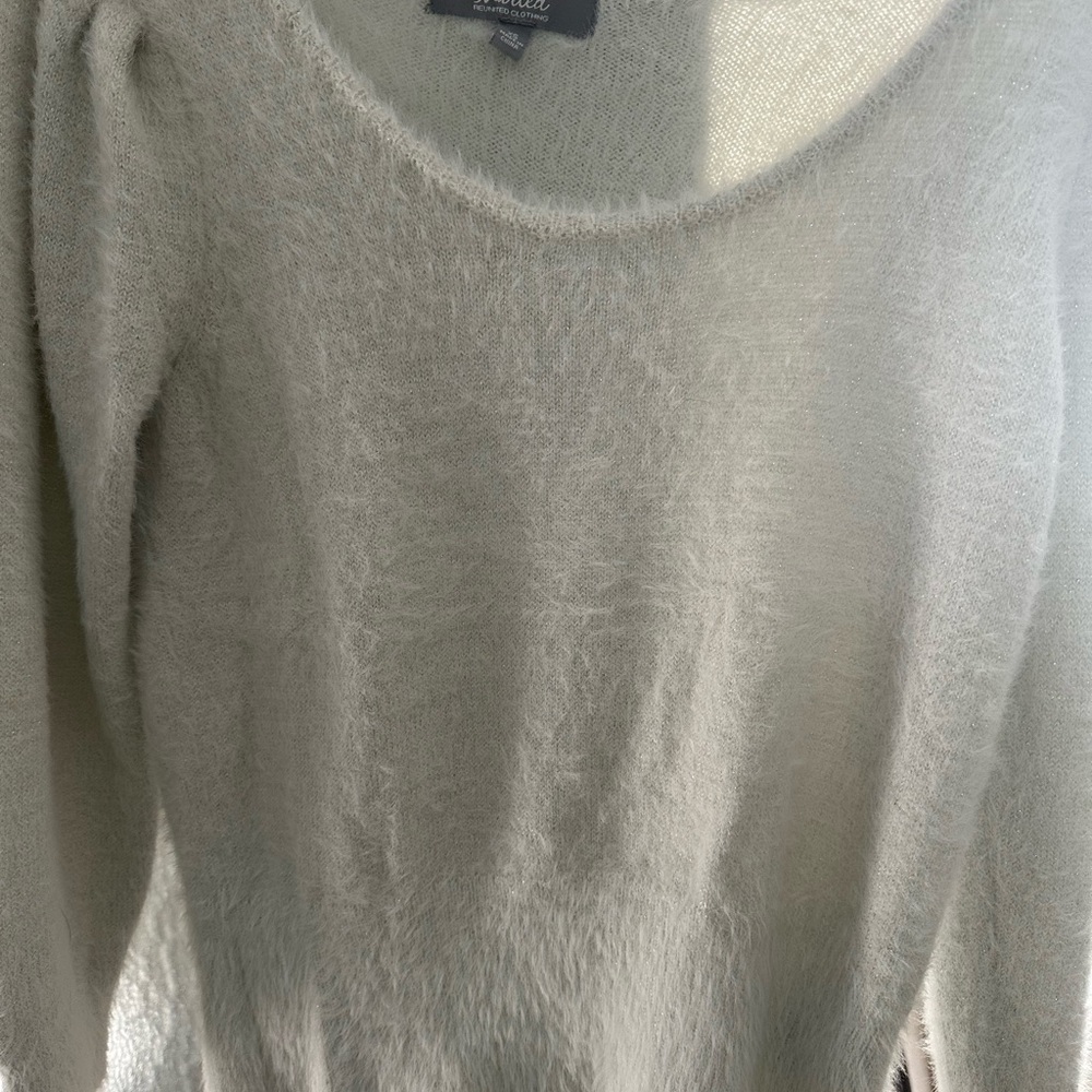 White with hint of silver glitter fuzzy warm and adorable